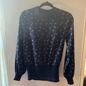 Navy Blue Patterned Women's Sweater